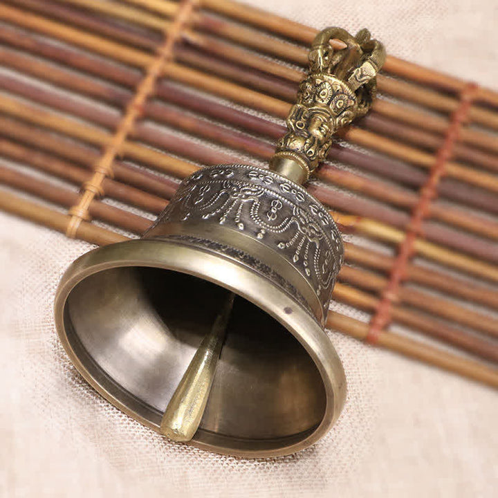 BWOOOH Tibetan Meditation Bell and Vajra Dorje Copper Enlightenment Decoration Set | Copper Tibetan bell