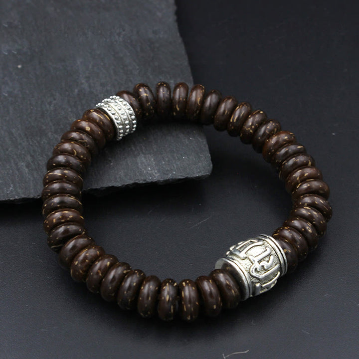 BWOOOH Natural Tibetan Coconut Shell Om Mani Padme Hum Positive Bracelet | spiritual healing bracelet