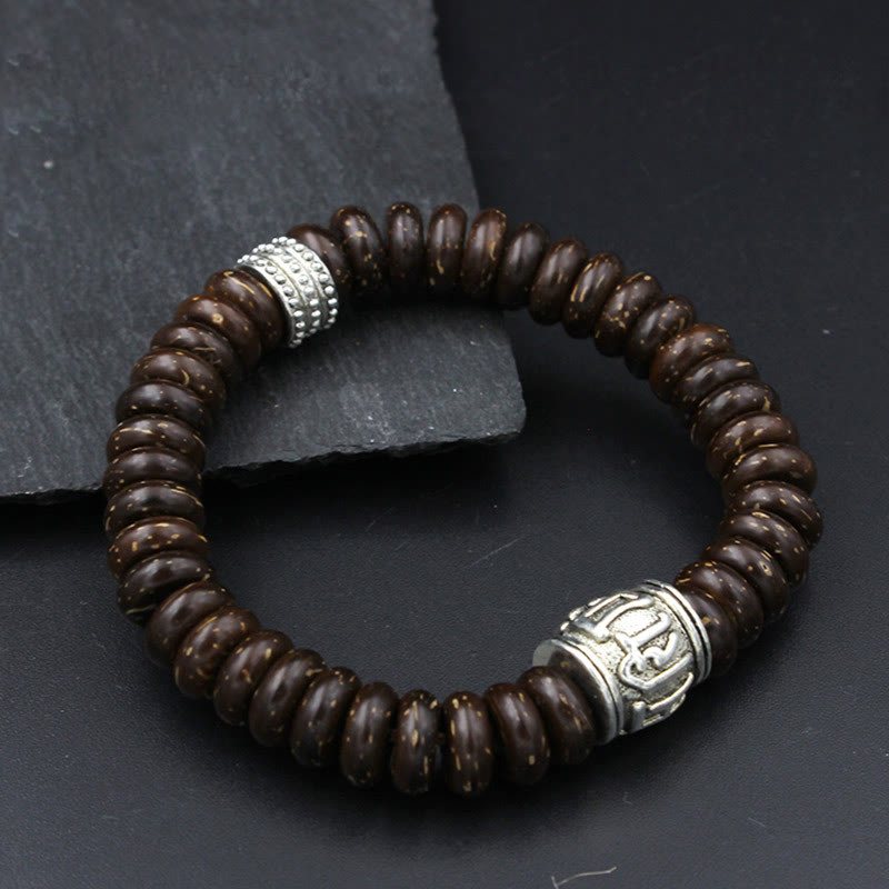 BWOOOH Natural Tibetan Coconut Shell Om Mani Padme Hum Positive Bracelet | spiritual healing bracelet