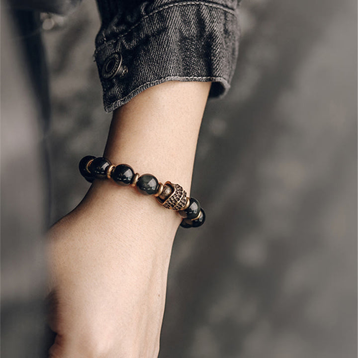 BWOOOH Rainbow Obsidian Copper Love Healing Bracelet