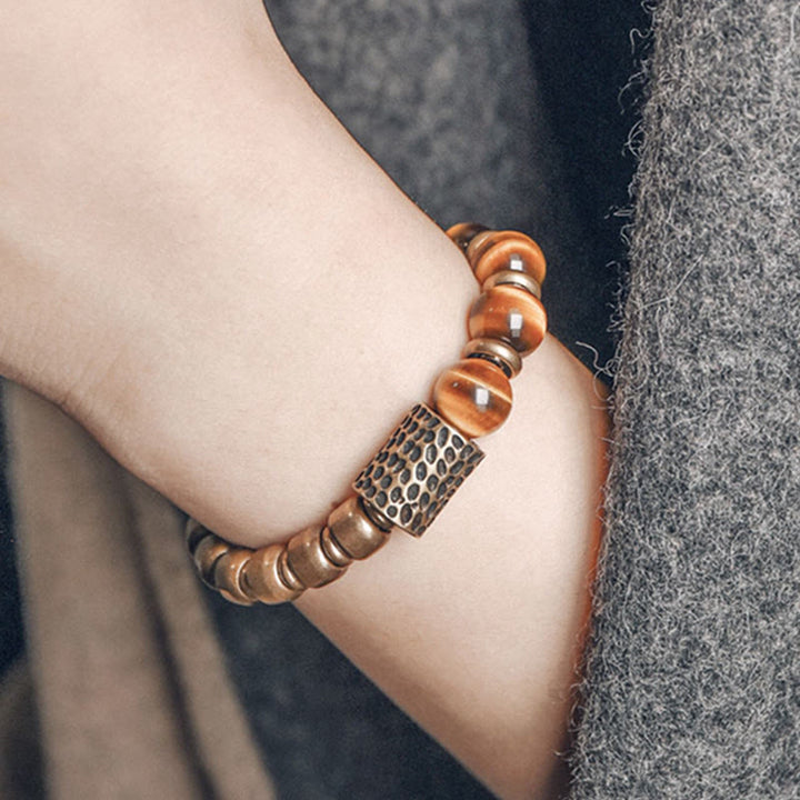 BWOOOH Tiger Eye Stone Copper Protection Bracelet