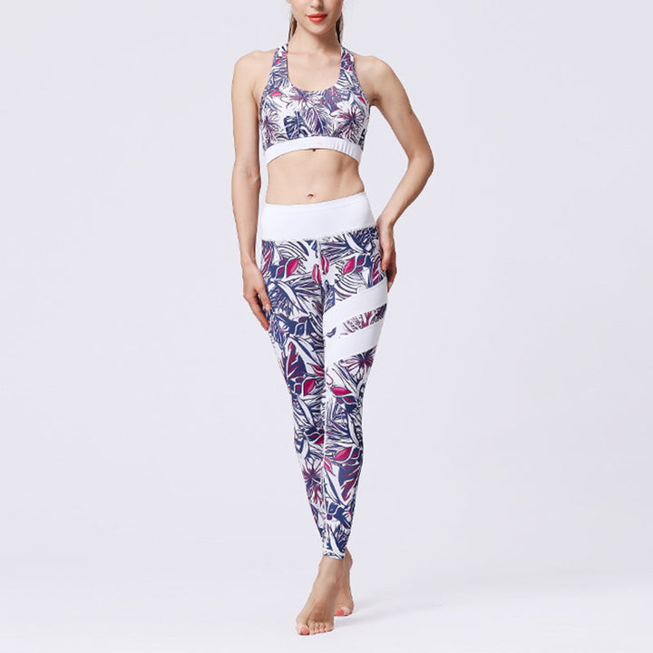 BWOOOH lotus print yoga leggings - 2Pcs Sunflower Flowers Leaves Print Top 
