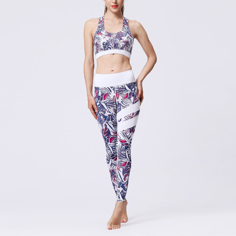 BWOOOH lotus print yoga leggings - 2Pcs Sunflower Flowers Leaves Print Top 