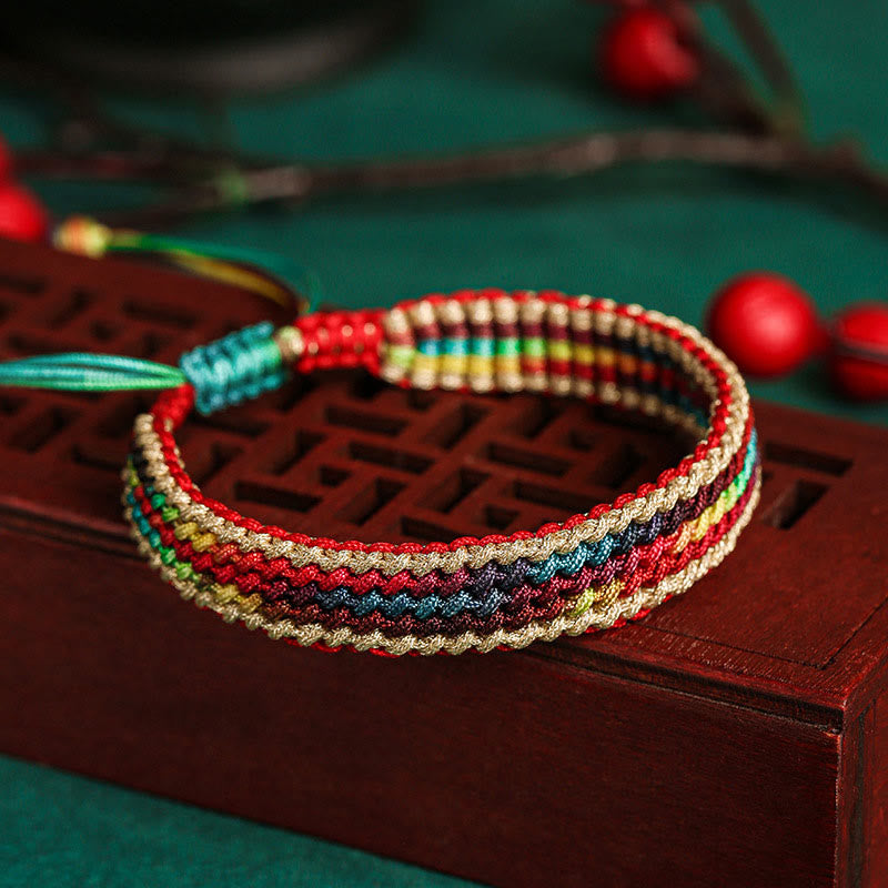BWOOOH Tibet Handmade Rainbow Multicolored Protection Braided String Bracelet