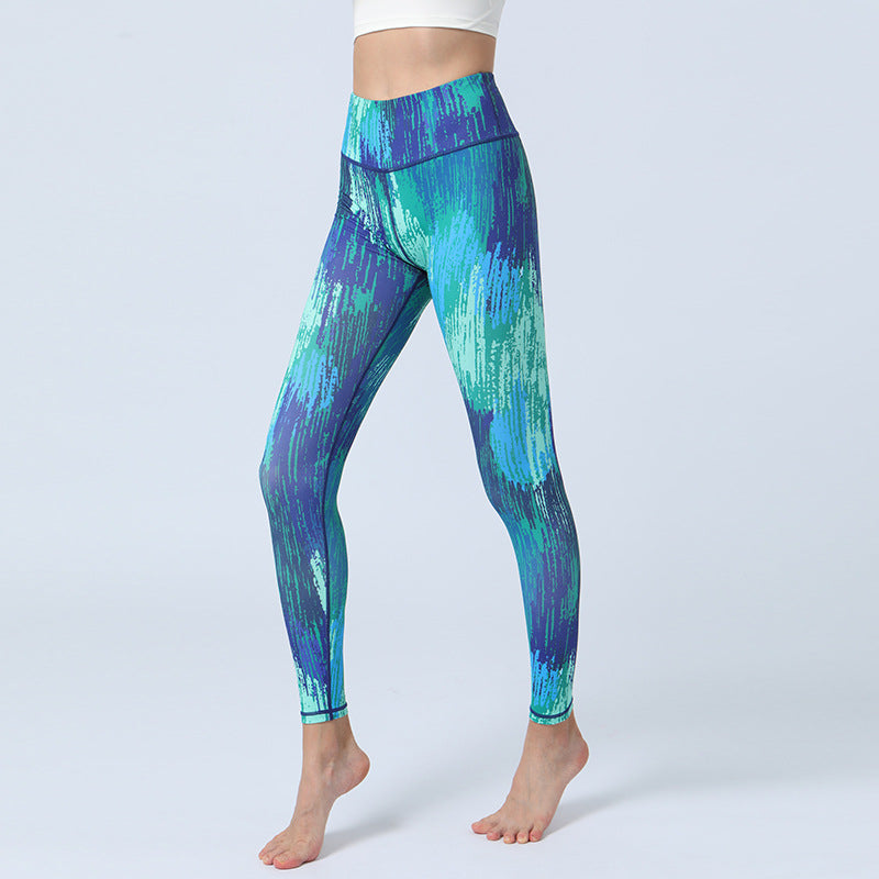 BWOOOH lotus print yoga leggings - Leaves Print Pants Sports Fitness Yoga H