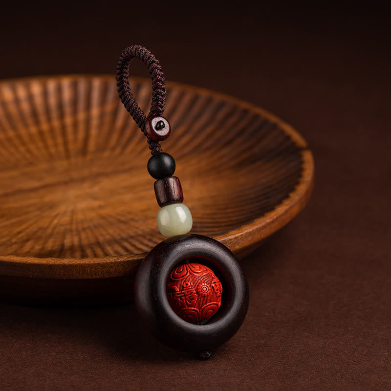 BWOOOH Tibet Om Mani Padme Hum PiXiu Copper Coin Small Leaf Red Sandalwood Cinnabar Pro | PiXiu