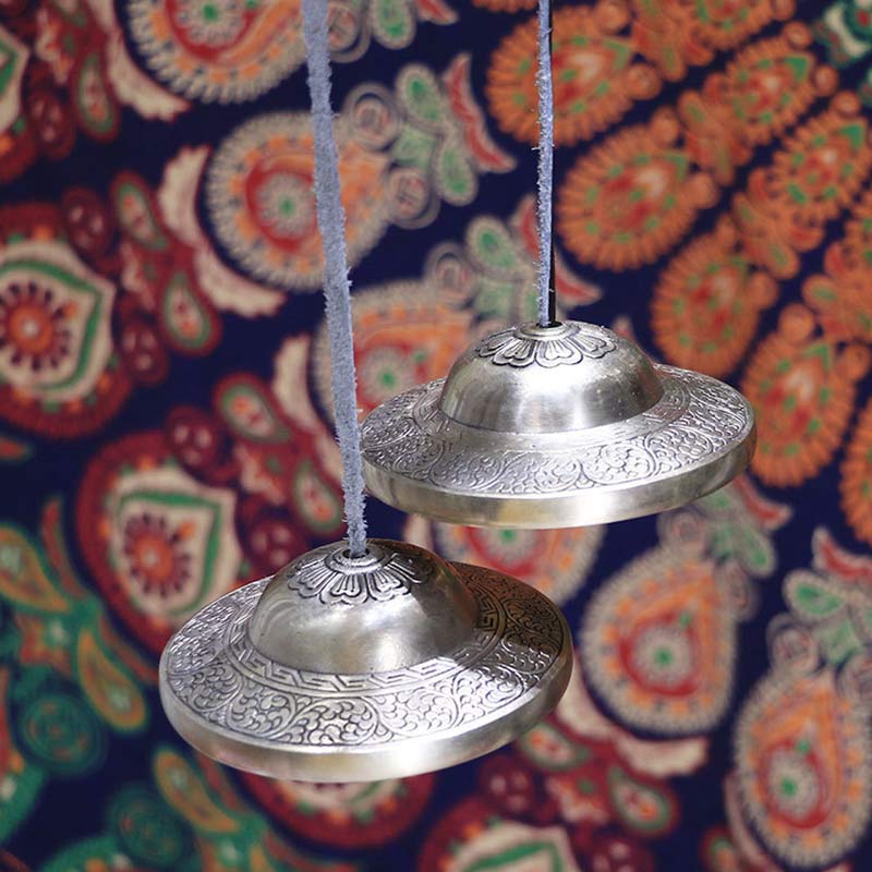 BWOOOH Tibetan Tingsha Bell Auspicious Cloud Six True Words Copper Wealth Decoration | Copper Tibetan bell