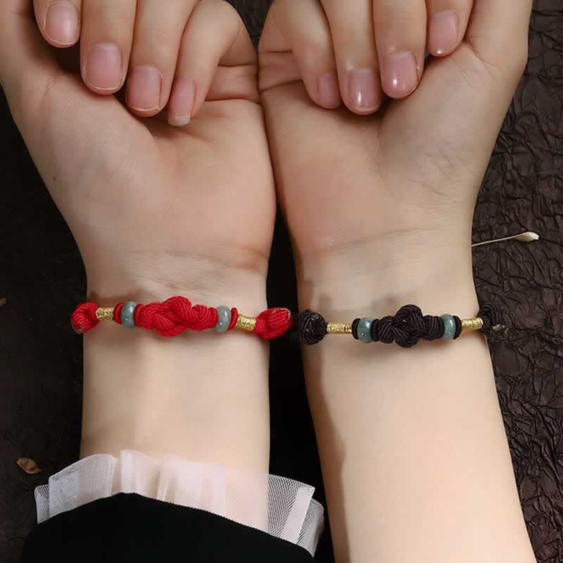 BWOOOH Red String Jade Luck Fortune Knot Braided Couple Bracelet