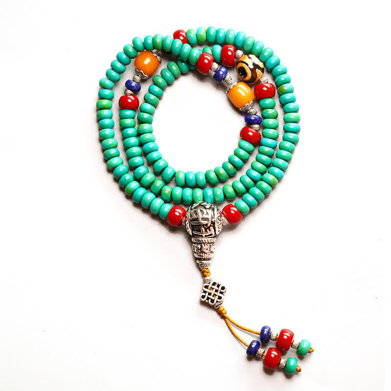 BWOOOH 108 Mala Beads Tibetan Turquoise Dzi Bead Protection Bracelet