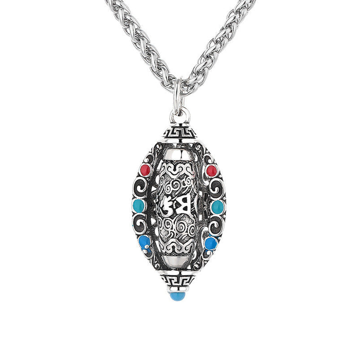 BWOOOH Tibetan Om Mani Padme Hum Purity Rotatable Necklace Pendant