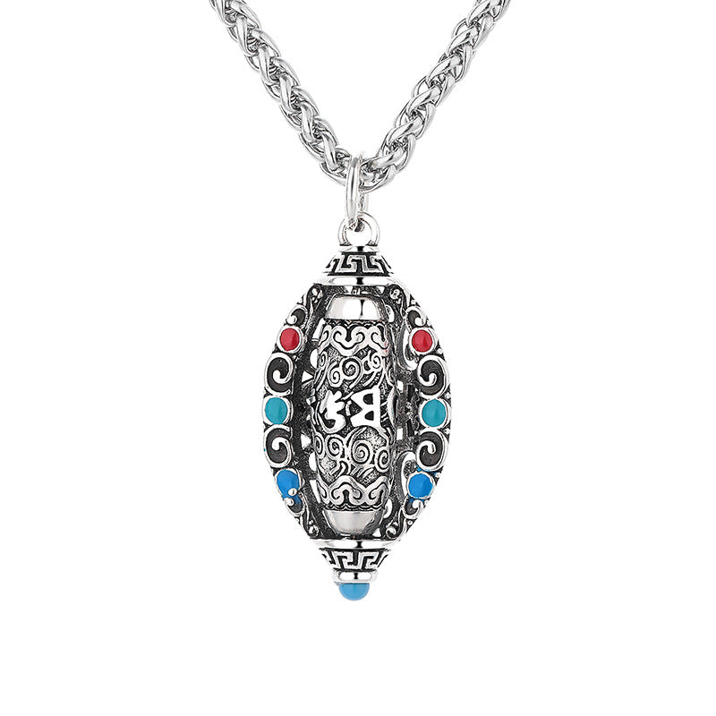 BWOOOH Tibetan Om Mani Padme Hum Purity Rotatable Necklace Pendant
