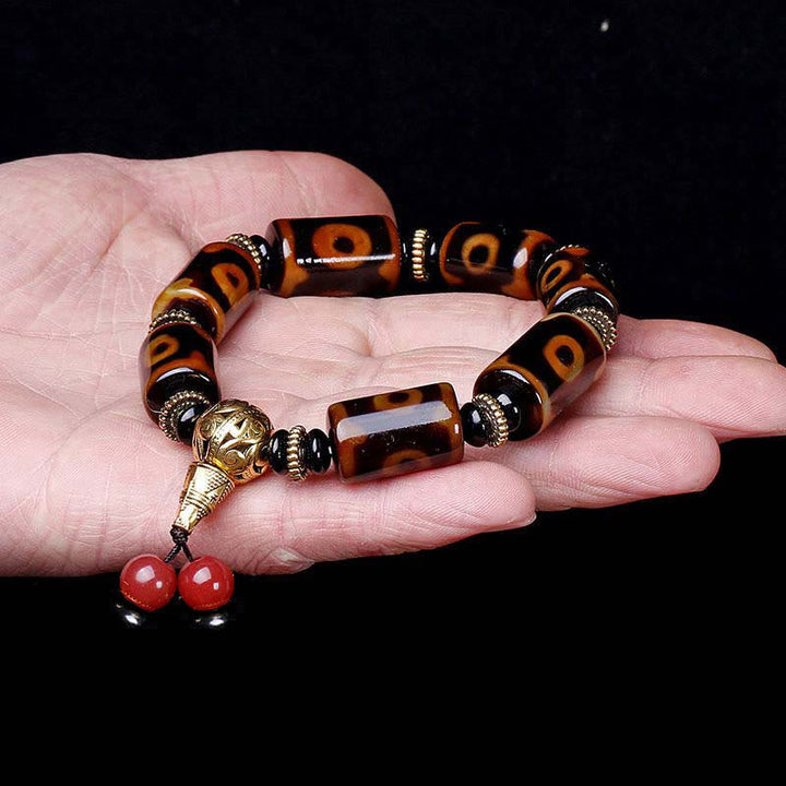 BWOOOH Tibetan Nine-Eye Dzi Bead Fortune Charm Bracelet