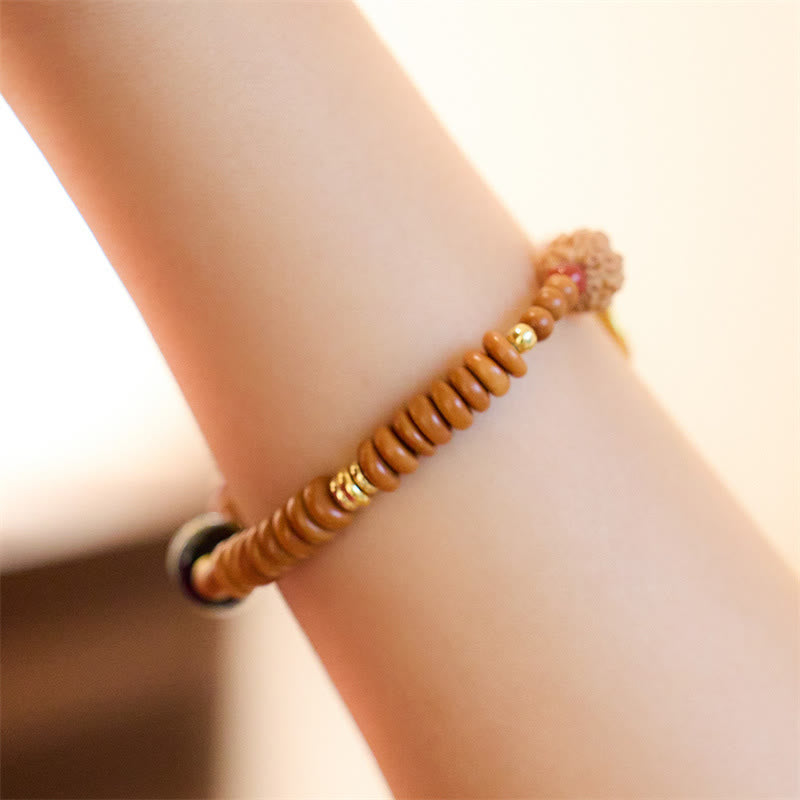 BWOOOH Tibetan Bodhi Seed Black Onyx Smoky Quartz Om Mani Padme Hum Fu Character Wealth Bracelet