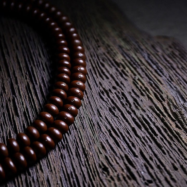 BWOOOH Natural Tibet 108 Mala Beads Purple Bodhi Seed Three-eyed Dzi Bead Copper Dorje Harmony Bracelet