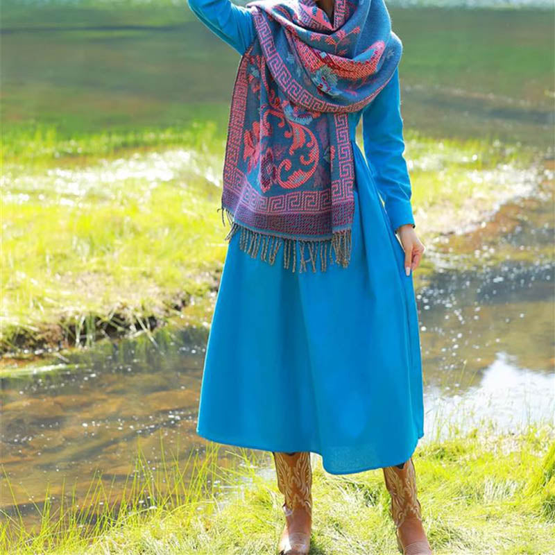 BWOOOH Tibetan Flowers Leaves Pattern Design Shawl Cozy T