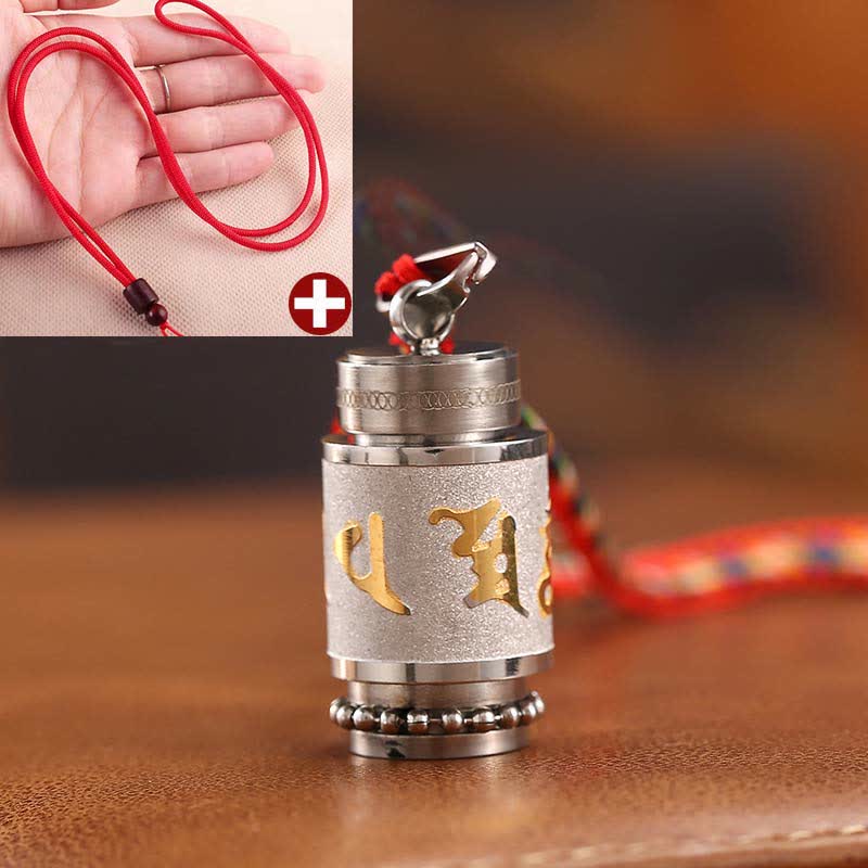 BWOOOH Tibet Om Mani Padme Hum Shurangama Mantra Titanium Steel Wisdom Amulet Necklace Pendant