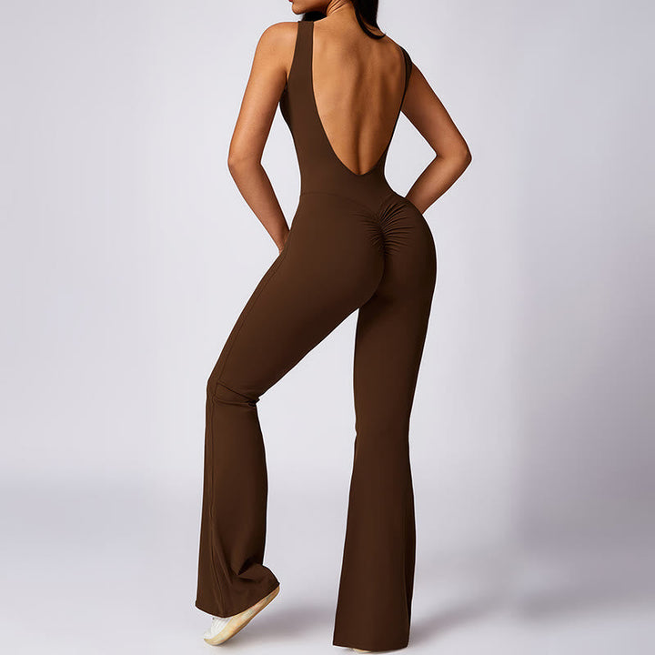 BWOOOH printed yoga pants - Women Casual Sleeveless Jumpsuit Flare P