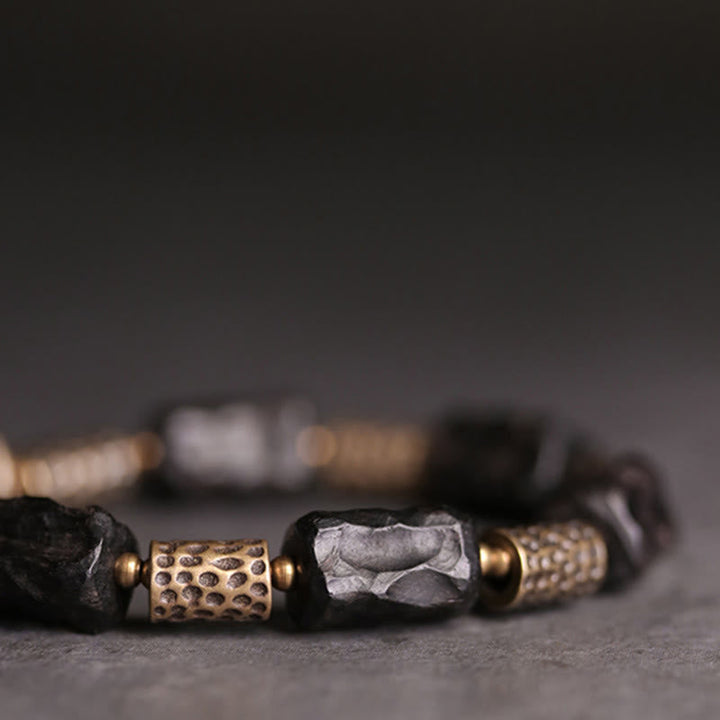 BWOOOH Tibetan Ebony Wood Copper Calm Peace Bracelet | natural stone spiritual bracelet for healing and mindful living