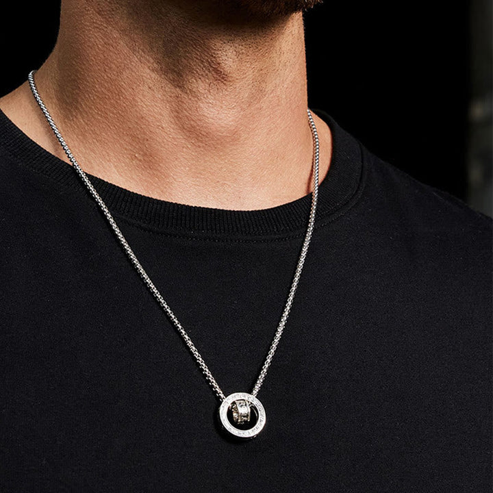 BWOOOH Tibetan Om Mani Padme Hum Carved Peace Purity Chain Necklace Pendant