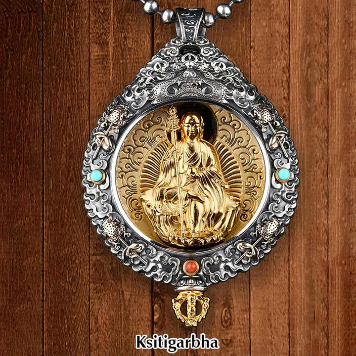 BWOOOH Chinese Zodiac Natal Buddha Thangka Nine Palaces Eight Diagrams Wealth Rotatable Necklace Pendant
