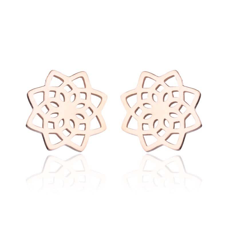 BWOOOH Tibetan Lotus Pattern New Beginning Stud Earrings