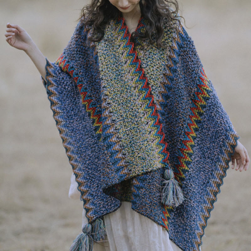 BWOOOH Tibetan Shawl Soft Warm Knitting Cloak Winter Tibe