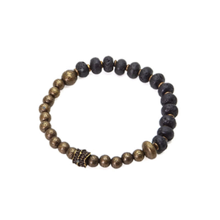 BWOOOH Lava Rock Stone Copper Balance Cuff Bracelet Bangle
