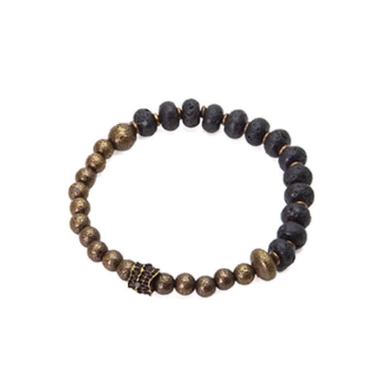 BWOOOH Lava Rock Stone Copper Balance Cuff Bracelet Bangle