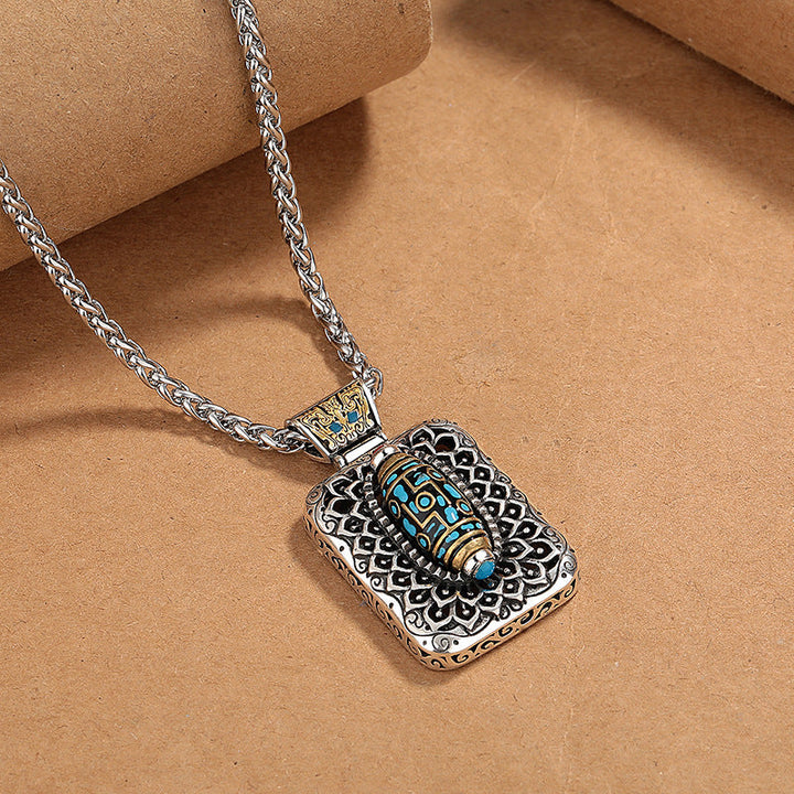 BWOOOH Nine-Eye Dzi Bead Design Copper Healing Rotatable Necklace Pendant