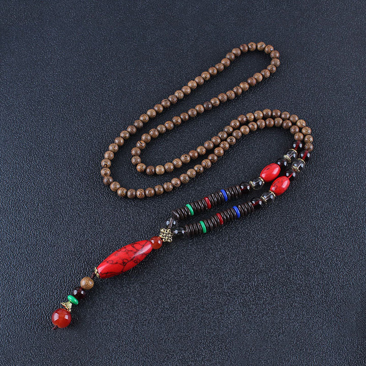 BWOOOH Wenge Wood Turquoise Stone Protection Calm Necklace Pendant