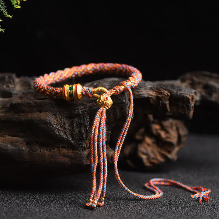 BWOOOH Tibetan Handmade Luck Prayer Wheel Bead Charm Weave Colorful String Bracelet