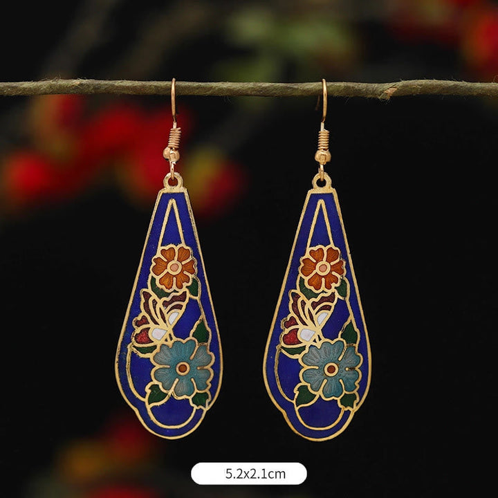 BWOOOH Lotus Butterfly Flower Alloy Copper Enlightenment Drop Earrings