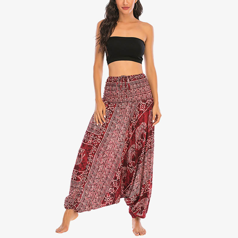 BWOOOH printed harem pants - Two Style Wear Elephant Pattern Loose Sm