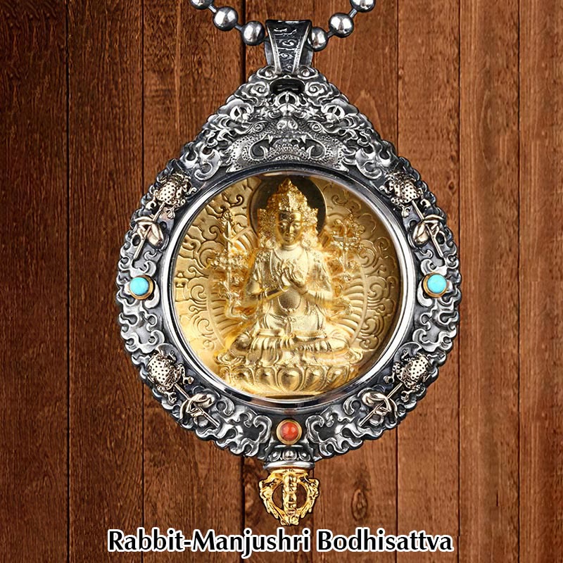 BWOOOH Chinese Zodiac Natal Buddha Thangka Nine Palaces Eight Diagrams Wealth Rotatable Necklace Pendant