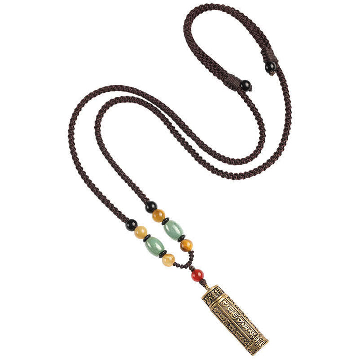 BWOOOH Tibet Om Mani Padme Hum Agate Shurangama Sutra Protection Necklace Pendant