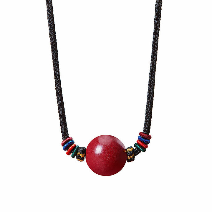 BWOOOH Cinnabar Bead Blessing String Necklace Pendant