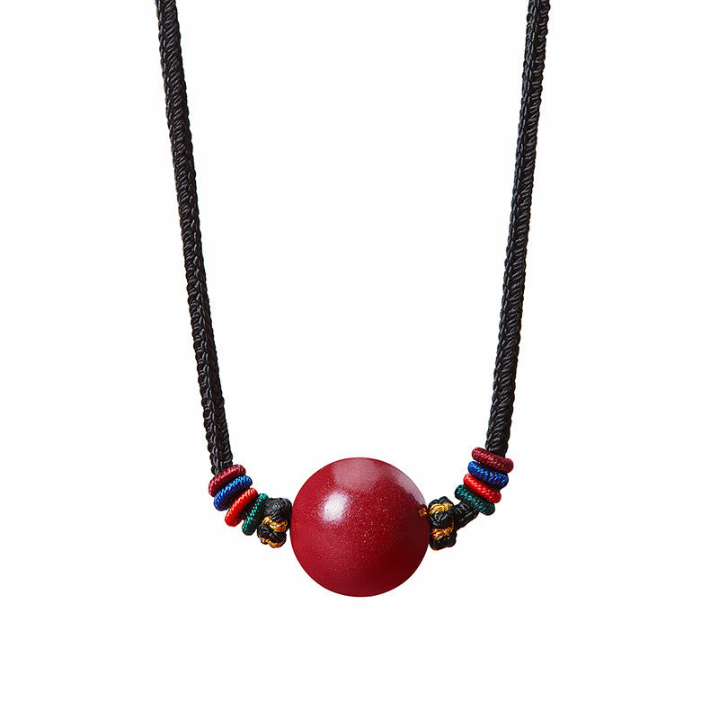 BWOOOH Cinnabar Bead Blessing String Necklace Pendant