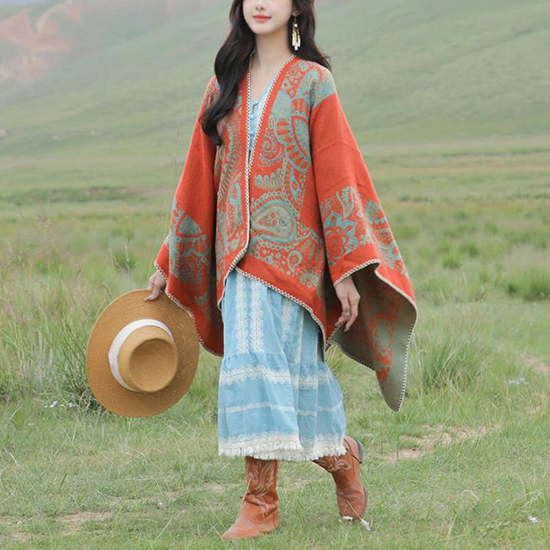 BWOOOH Tibetan Shawl Simple Pattern Winter Cozy Travel Sc