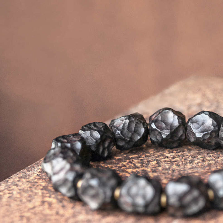 BWOOOH Ebony Wood Copper Peace Balance Couple Bracelet