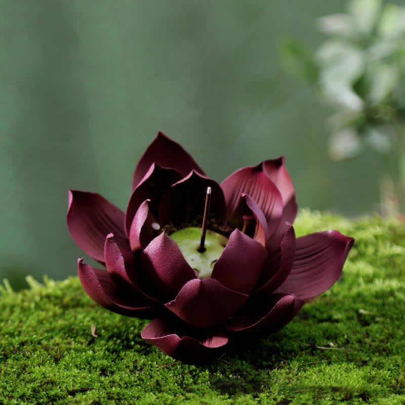BWOOOH Tibetan Lotus Positive Peace Incense Burner Decoration | natural stone incense burner