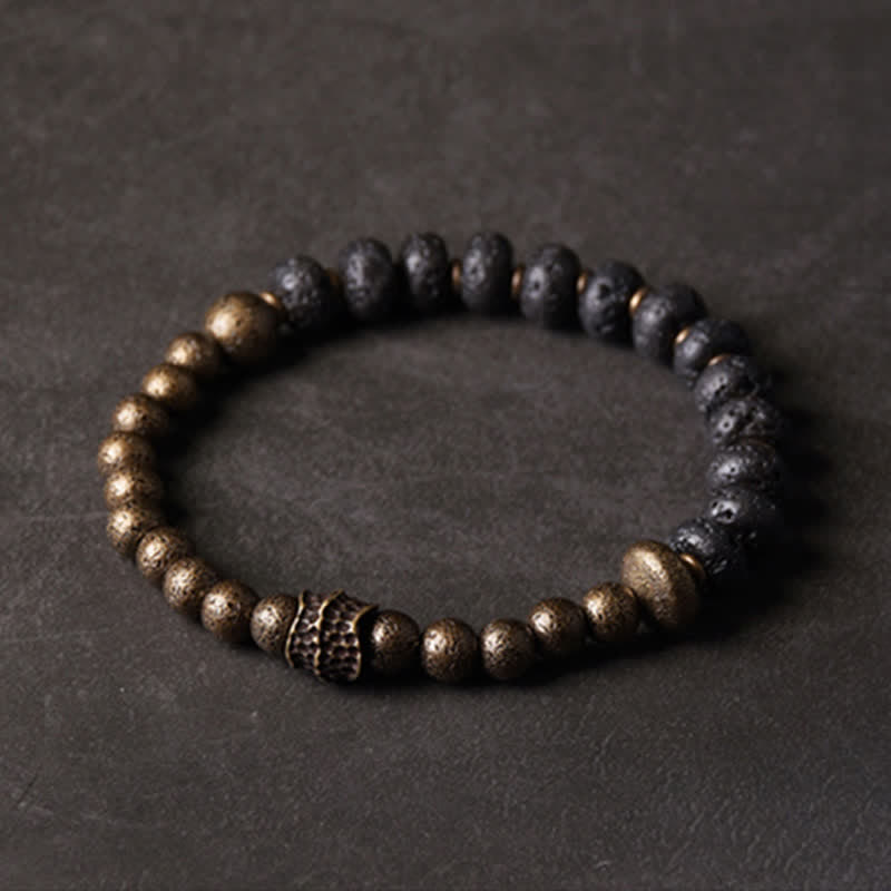 BWOOOH Lava Rock Stone Copper Balance Cuff Bracelet Bangle