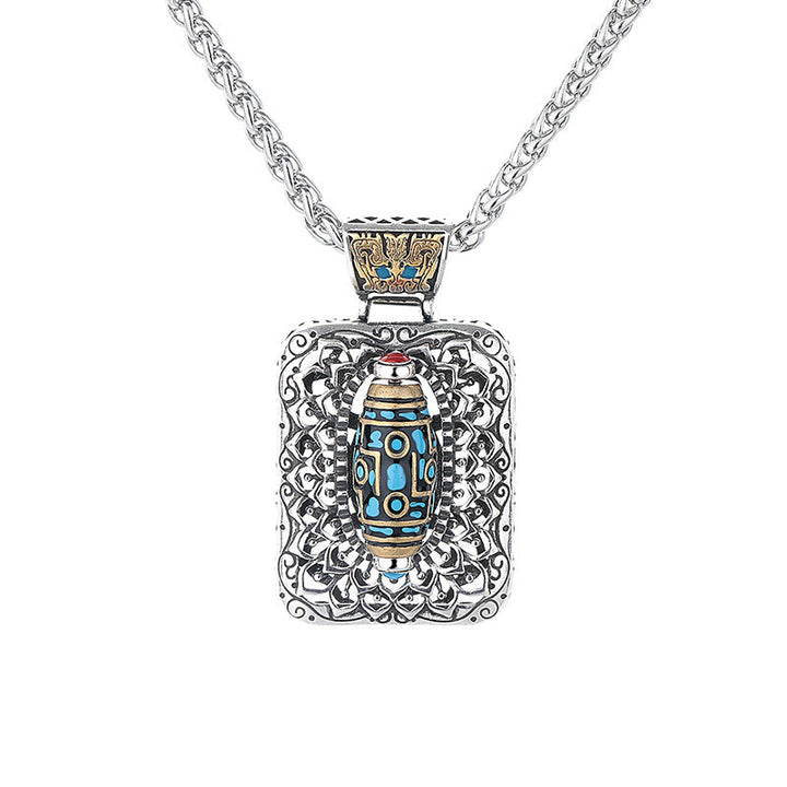 BWOOOH Nine-Eye Dzi Bead Design Copper Healing Rotatable Necklace Pendant