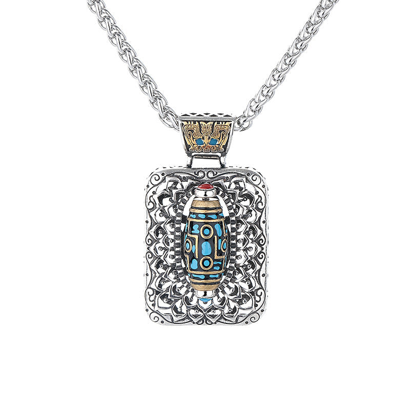 BWOOOH Nine-Eye Dzi Bead Design Copper Healing Rotatable Necklace Pendant