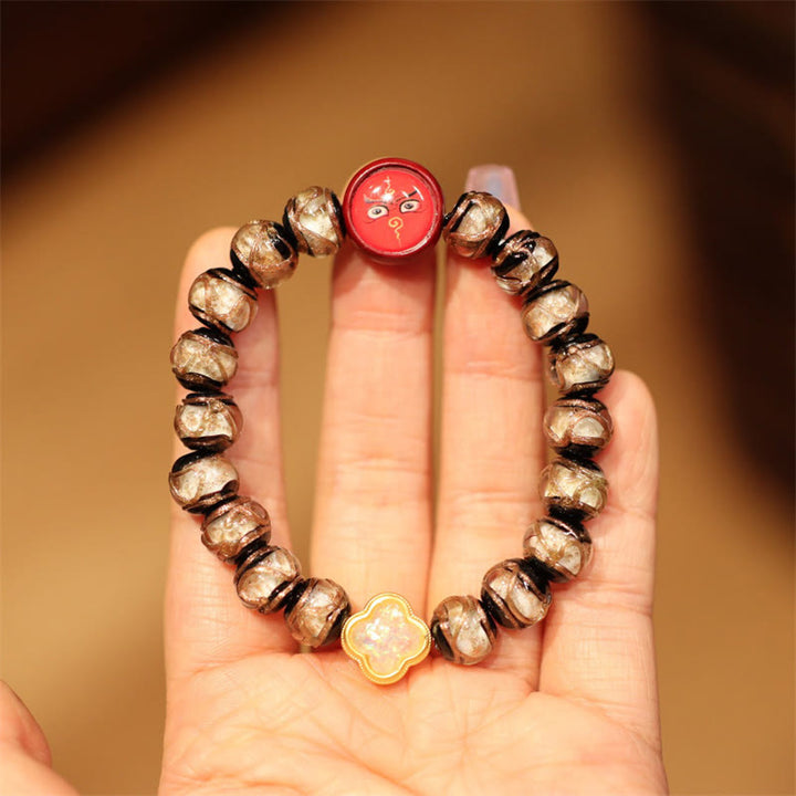 BWOOOH Tibetan Gold Swallowing Beast Family Five God Of Wealth Thangka Fortune Bead Bracelet