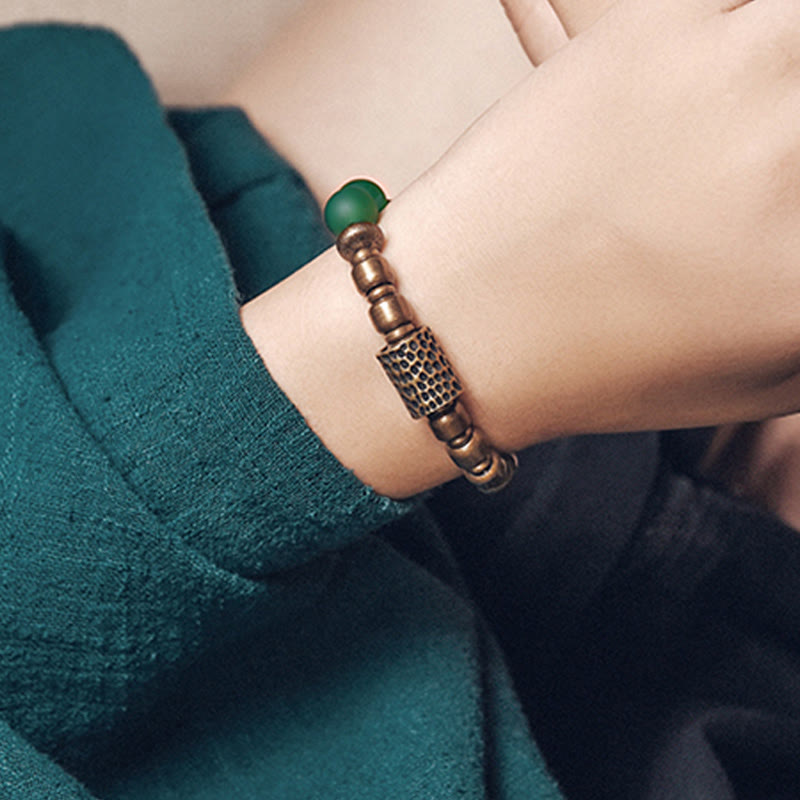 BWOOOH Tibetan Red Agate Green Agate Copper Confidence Fortune Bracelet
