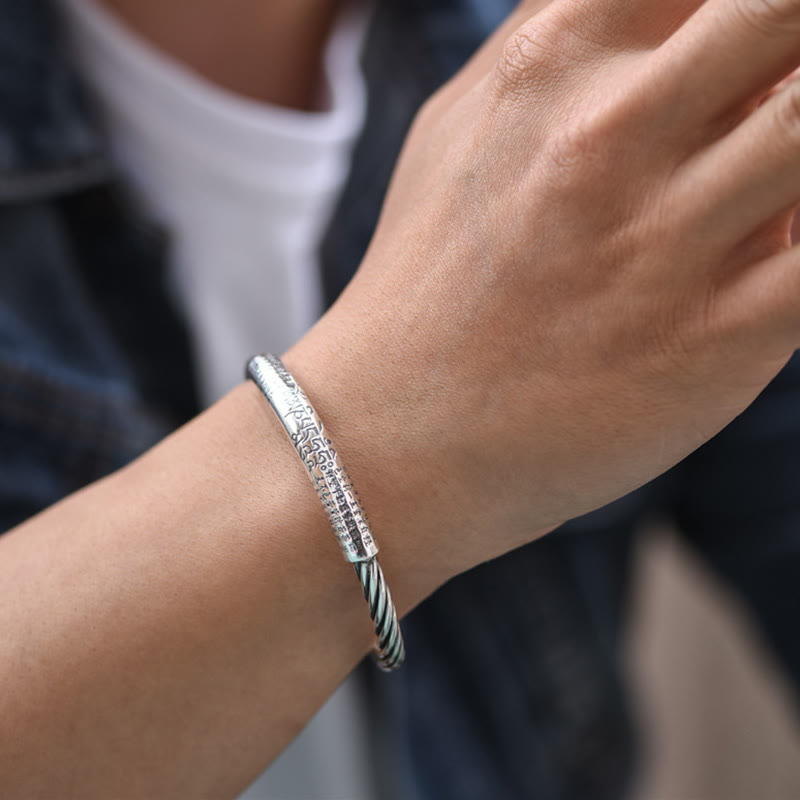 BWOOOH Tibetan Om Mani Padme Hum Heart Sutra Purity Cuff Bracelet