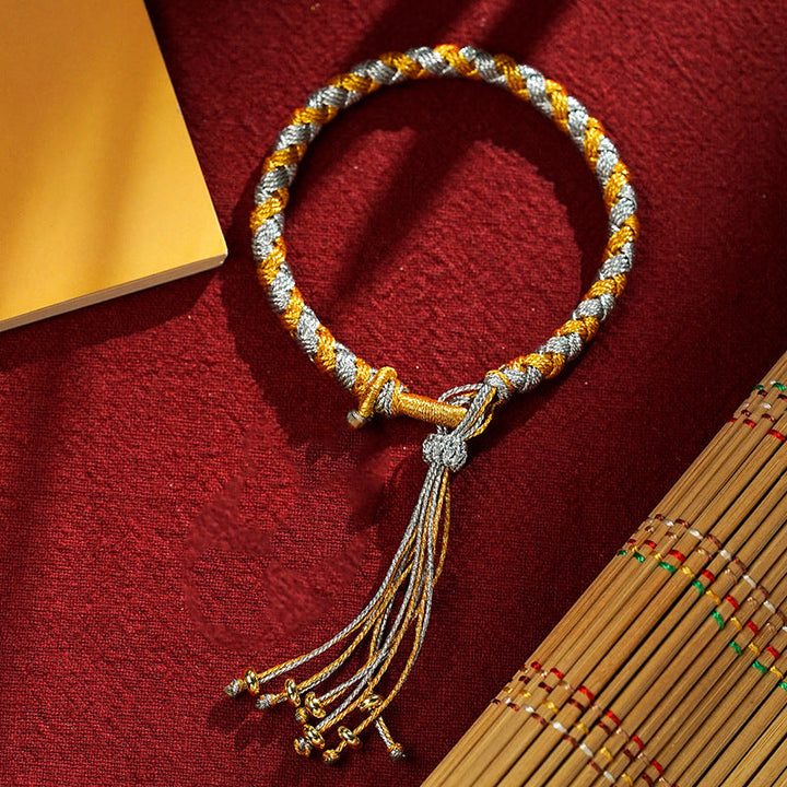 BWOOOH Handmade Tibetan Five God Of Wealth Dragon Scale Rope Luck Braid Bracelet