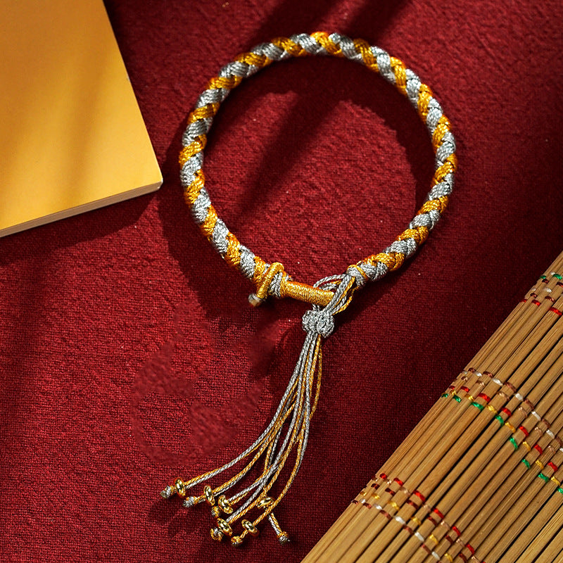 BWOOOH Handmade Tibetan Five God Of Wealth Dragon Scale Rope Luck Braid Bracelet