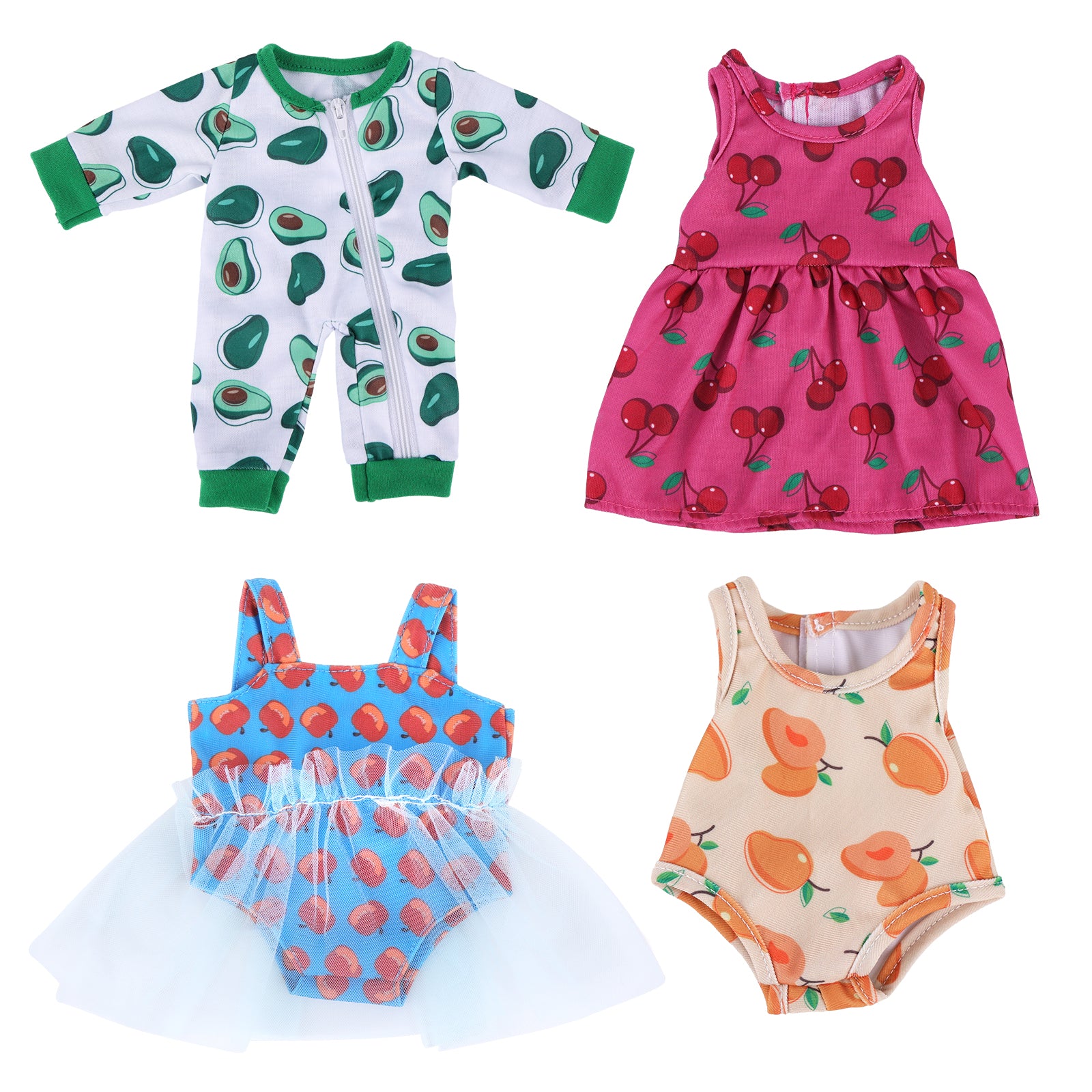 12 Inches Essential Accessories Reborn Baby Girl Sweet Fruit Clothing 4 Pcs Gift Set