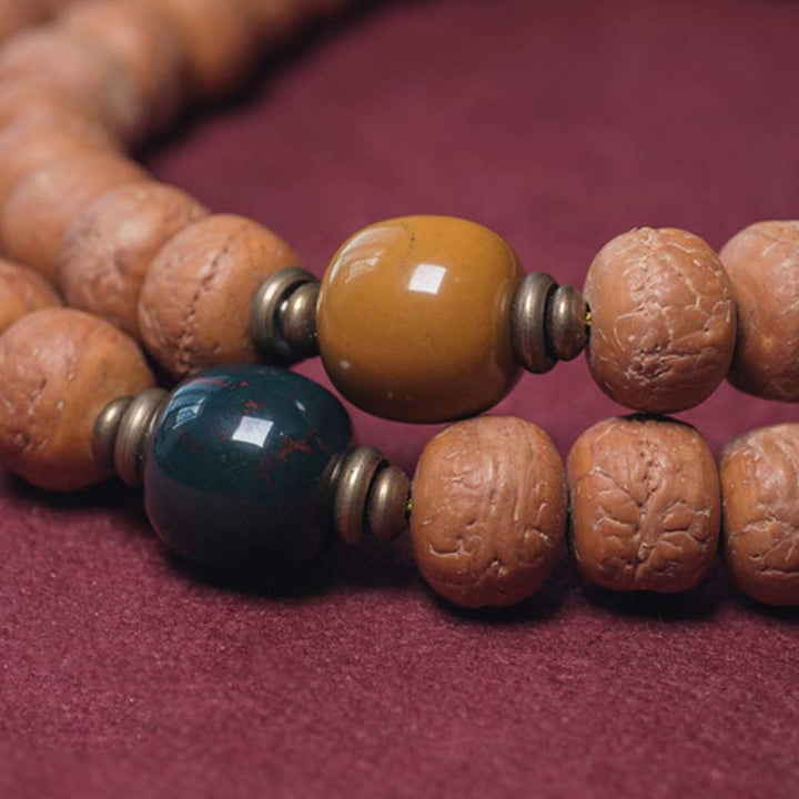 BWOOOH 108 Mala Beads Bodhi Seed Dzi Bead Peace Tassel Bracelet